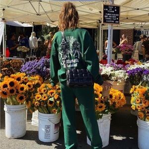 Danzy Collection Farmers Market Crewneck Sweatshirt Hunter Green